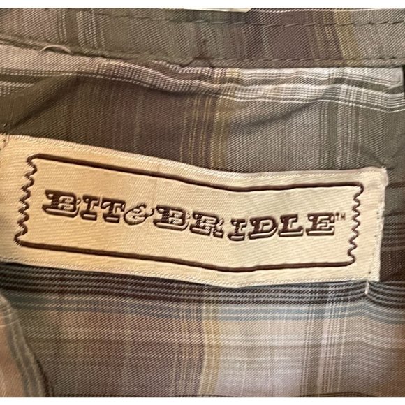 Bit Bridle Mens 2XL Pearl Snap Green Plaid Western Short Sleeve Shirt Casual - Picture 5 of 8